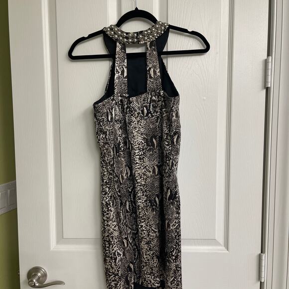 LAUNDRY by Shelli Segal 100% Silk Snakeskin Print Mini Halter Dress Size 4 - Picture 4 of 10